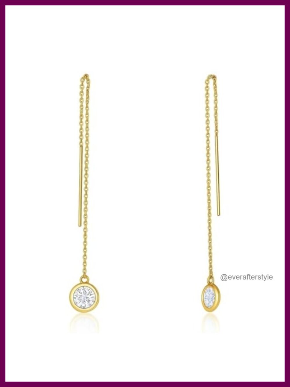 Sterling Silver Threader Earrings Cubic Zirconia CZ Dangle